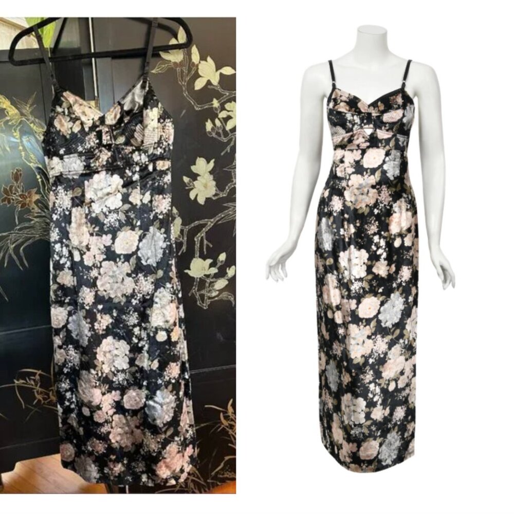 Dolce & Gabbana 1990s Floral Velvet Bustier Slip Dress IT40 - Archival G323/8536